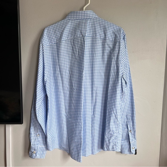 Untuckit Wrinkle Free Kelly Button Down Shirt Blue Gingham Cotton L - Picture 5 of 6
